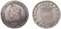 Oliver Cromwell, Crown, 1658/7, laureate bust left, olivar d g r p and sco et hib & c pro, rev. pax qværitvr bello,...