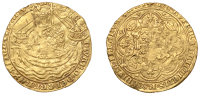 Edward III (1327-1377), Pre-Treaty period, Noble, series E, mm. cross 2, reads dhi, annulet stops both sides, lis in...