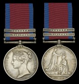Military General Service 1793-1814, 2 clasps, Vimiera, Corunna (William Upcroft, Serjt. 9th Foot) small edge bruise...