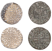Henry III, Penny, contemporary imitation, probably Continental, as class V, hen rio nlv nde, oval eyes, curule x,...