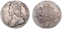 George II (1727-1760), Crown, 1734, roses and plumes, edge septimo (ESC 1662; S 3686). Good fine, rather marked 	...