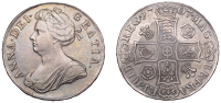 Anne (1702-1714), Crown, 1707, roses and plumes, edge sexto (ESC 1343; S 3578). Very fine, bluish-grey toning 	...