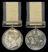 Naval General Service 1793-1840, 1 clasp, Basque Roads 1809 (F. Phillips, Midshipman.) original ribbon. Sold with...