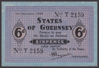 States of Guernsey, 6 Pence, 1 January 1942, serial number T2159, extremely fine 
GPM G235, Pick 24	 £80-£100