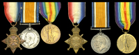 Three: Private J. J. Naylor, South Wales Borderers, later Labour Corps
1914-15 Star (21299. Pte. J. J. Naylor, S....