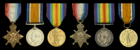 Three: Private E. T. Oakley, Cheshire Regiment, who suffered a gunshot wound to the right eye in Iraq 
1914-15 Star...