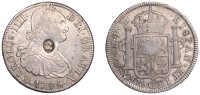 George III (1760-1820), Emergency issues, MEXICO, Charles IV, 8 Reales, 1795fm, Mexico City, obv. countermarked with...