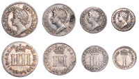 James II (1685-1688), Mixed Maundy Set, Fourpence 1687, Threepence, 1686, Twopence 1688, Penny 1686 (S 3414-3417)...
