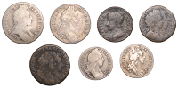 William III, Shillings (2), Chester, 1697c, first bust, Norwich, 1696n (ESC 1168, 11847; S 3499, 3501); together...