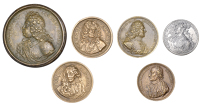 Miscellaneous, FRANCE, Jean de la Fontaine, 1718, a cast medal, unsigned, 54mm, 76.80g; N. Boileau Despréaux, 1718,...