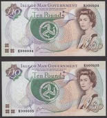 Isle of Man Government, J.Cashen, £10 (2), ND (2000), serial numbers K000034 and K000035, uncirculated, a nice low...