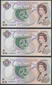 Isle of Man Government, J.Cashen, £10 (3), ND (2001), serial numbers L000005, L000011, and L999985, uncirculated,...