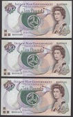 Isle of Man Government, P.M.Shimmin, £10 (3), ND (2006), serial numbers N000266, N000415, and N000416,...