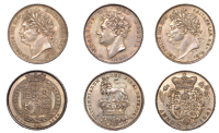 George IV, Sixpences (3), 1821 1824, 1828 (ESC 2421, 2425, 2438; S 3813-5) [3]. Good very fine to extremely fine,...