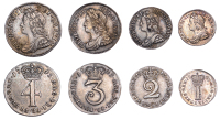 George II (1727-1760), Maundy set, 1743 (ESC 1772; S 3716) [4]. Very fine to extremely fine, patchy patina 	 £100-£150