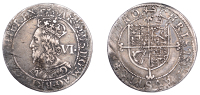 Charles I (1625-1649), Briot’s Second Milled issue, Sixpence, mm. anchor, flukes to right, bust within inner...