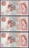 Isle of Man Government, J.Cashen, £20 (3), ND (1991), serial numbers 646100, B015377, and C492702, the B prefix...