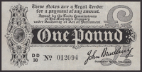 Treasury Series, John Bradbury, £1, 7 August 1914, serial number DD/30 012094, good very fine to about extremely...