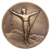 France, Winter Olympic Games, Chamonix, 1924, a bronze Participant’s medal by R. Bénard for the Monnaie de Paris,...