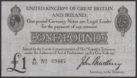 Treasury Series, John Bradbury, £1, 23 October 1914, serial number A/20 69447, lightly pressed extremely fine, a...
