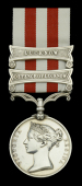 Indian Mutiny 1857-59, 2 clasps, Defence of Lucknow, Lucknow (3399 Pte. James Frill, 1 Mad. Fus.) second clasp a...