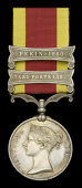 China 1857-60, 2 clasps, Taku Forts 1860, Pekin 1860 (75 Pte. W. Cervantes. 2/Foot.) later impressed naming,...