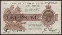 Treasury Series, John Bradbury, £1, 22 January 1917, serial number D/89 376532, a nice original very fine
EPM T16	...