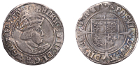 Henry VIII (1509-1547), Second coinage, Groat, Tower, mm. rose, small face with pointed nose, crown within inner...