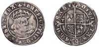 Henry VIII (1509-1547), Second coinage, Groat, York, Abp Wolsey, mm. voided cross, tw by shield, cardinal's hat...