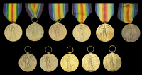Victory Medal 1914-19 (11) (A. Major W. J. Fisher.; Capt. A. E. Wark.; Lieut. J. A. Shafer.; 2491 Pte. W. H. Ward....