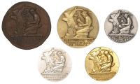 France, Électricité et Gaz de France, undated [c. 1930], a gilt-bronze medal by H. Dropsy, classical figure over...