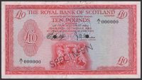 Royal Bank of Scotland Limited, colour trial £10, 19 March 1969, serial number A/1 000000, specimen number 15,...