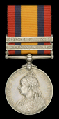 Queen’s South Africa 1899-1902, 2 clasps, Elandslaagte, Defence of Ladysmith (314 Tpr: G. Thomas. Natal M.R.)...
