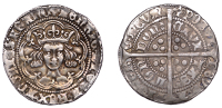 Henry VI (First reign, 1422-1461), Annulet issue, Groat, London, mm. cross II, reads ang, fleur on breast, rev....