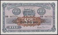 Provincial Bank of Ireland Ltd, £5, 5 February 1951, serial number NB 067578, Clarke signature, uncirculated and a...