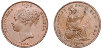 Victoria (1837-1901), Penny, 1855, far colon, ornamental trident (BMC 1508; S 3948). Extremely fine, traces off...