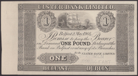 Ulster Bank Limited, uniface proof £1, Belfast & Dublin, 2 May 1904, without serial number or signature, perforated...