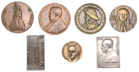 France, 70th Birthday of Louis Pasteur, 1892, a silvered-bronze plaque by O. Roty, capped and draped bust left, rev....