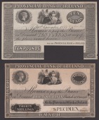 Provincial Bank of Ireland, proof 30 Shillings, Omagh, ND (1841-69), also proof £10 with excised signature strip,...