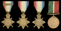 1914 Star, with clasp (7378 Pte. W. Bendall. 2/Wilts: R.); 1914 Star  (L-10763 Pte. C. L. Staines. 1/Middx: R.);...