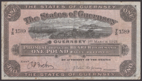 States of Guernsey, £1, 1 March 1921, serial number F/H 1589, de Jersey and Breton signatures, original paper, a...