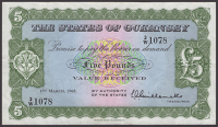 States of Guernsey, £5, 1 March 1965, serial number 2/W 1078, Guillemette signature, original good very fine 
GPM...