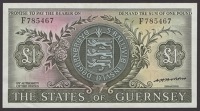 States of Guernsey, £1, ND (1969), serial number F785467 and E934944, Hodder signature, £5, ND (1980), prefix Z,...