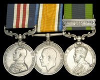 A very scarce Afghanistan 1919 M.M. group of three awarded to Battery Staff Sergeant T. E. Vickers, 11th Armoured...