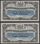 Belfast Banking Company Limited, £1 (2), 9 November 1939, consecutive serial numbers E/M 6918-19, manuscript Keith...