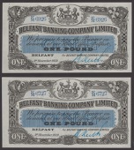 Belfast Banking Company Limited, £1, 9 November 1939, consecutive serial numbers E/M 6926-27, manuscript Keith...