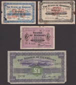 States of Guernsey, 5 Shillings, 25 March 1941, serial number A/G 2332, 2 Shillings and 6 Pence, 17 May 1941, serial...