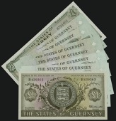 States of Guernsey, £1, ND (1969), serial number B439363, Guillemette signature, also £1 (7), with one of every...