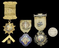 A gold and enamel Masonic Jewel for the West Ham Abbey Lodge (18ct., total weight including riband 47.57g), the...