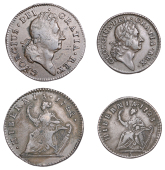 United States of America, Wood’s Coinage, Halfpenny, 1722, 7.12g/6h, Farthing, 1723, 4.21g/6h (S 6601, 6604) [2]....